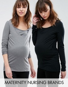 Набор из 2 трикотажных топов с длинными рукавами для беременных и кормящих Mamalicious - Мульти Mama.Licious