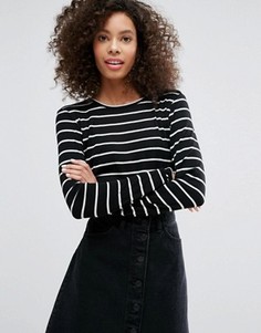 Лонгслив в полоску Monki - Черный