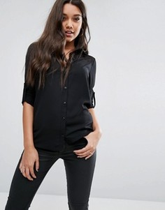Рубашка с длинными рукавами и кружевными вставками Lipsy - Черный