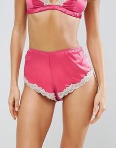 Трусики-шортики из атласа и кружева ASOS Skye - Розовый