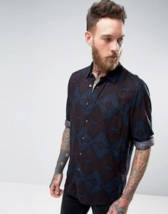 Рубашка классического кроя с ацтекским принтом ASOS - Темно-синий