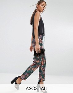 Жаккардовые брюки-сигареты с цветочным узором ASOS TALL - Мульти
