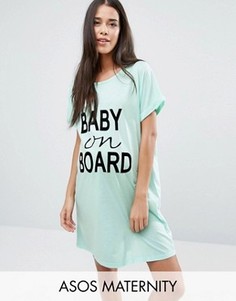 Футболка для беременных с принтом Baby On Board ASOS Maternity - Зеленый
