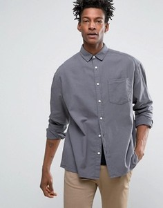Серая оксфордская oversize-рубашка с выбеленным эффектом ASOS - Серый