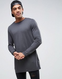 Длинный драпированный лонгслив из вискозы ASOS - Черный