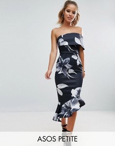 Асимметричное платье миди с цветочным принтом ASOS PETITE - Мульти