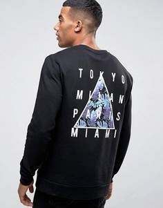 Свитшот с цветочным принтом на спине ASOS - Черный