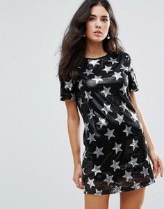 Цельнокройное платье с пайетками и звездами Glamorous - Мульти