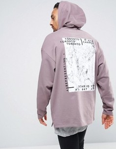 Удлиненное oversize‑худи с мраморным принтом ASOS - Фиолетовый