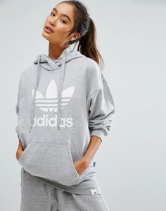 Серое худи с трилистником adidas Originals - Серый
