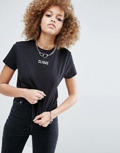 Футболка с принтом CLIQUE ASOS - Черный