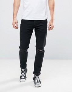 Черные джинсы скинни с прорехой на одном колене ASOS - Черный