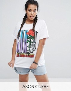Футболка бойфренда с принтом Guns N Roses ASOS CURVE - Белый