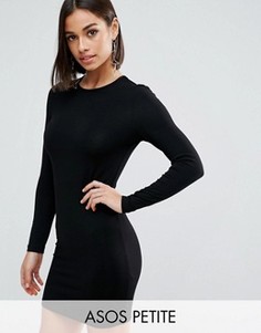 Облегающее платье мини с длинными рукавами ASOS PETITE - Черный