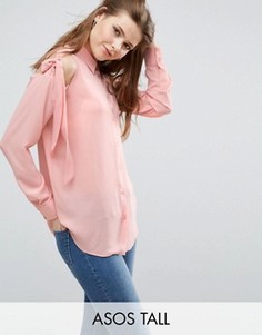 Блузка с завязками на открытых плечах ASOS TALL - Розовый