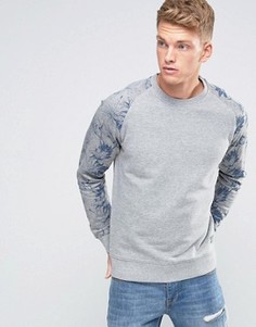 Свитшот с цветочным принтом на рукавах Jack &amp; Jones Originals - Серый