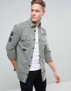 Рубашка классического кроя с накладками Jack &amp; Jones Vintage - Зеленый