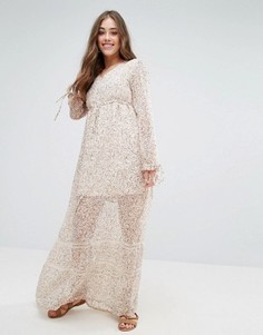 Платье макси с цветочным принтом Vero Moda Fabs - Кремовый
