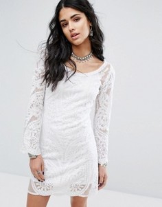 Кружевное платье с длинными рукавами Glamorous - Белый