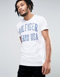 Белая футболка с крупным логотипом Hilfiger Denim - Белый