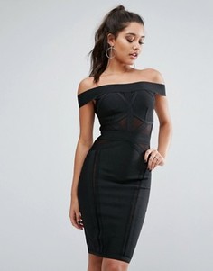 Бандажное платье с открытыми плечами WOW Couture - Черный