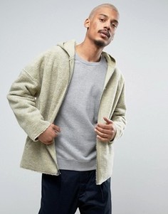 Желтая двусторонняя куртка из искусственного меха с капюшоном ASOS - Желтый