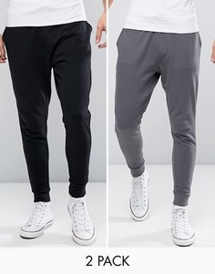 Набор из 2 пар суженных книзу джоггеров (серые/черные) ASOS - СКИДКА - Мульти