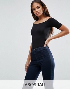 Топ с открытыми плечами и короткими рукавами ASOS TALL - Черный