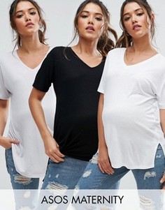 3 футболки в рубчик для беременных ASOS Maternity - СКИДКА 25 - Мульти