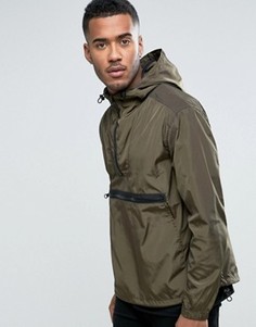 Куртка цвета хаки через голову с капюшоном ASOS - Зеленый
