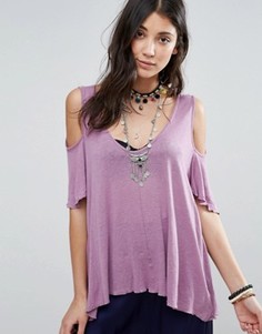 Блузка с вырезами на плечах Free People Bittersweet - Фиолетовый