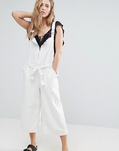 Комбинезон с широкими штанинами и поясом Free People One - Кремовый