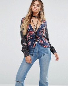 Топ с принтом Free People The Way The World Turns - Черный