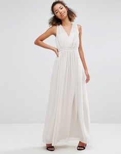 Платье макси с V-образным вырезом и складками Vila - Кремовый