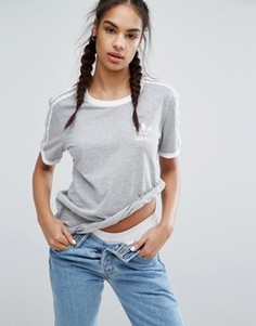 Серая футболка с тремя полосками adidas Originals - Серый