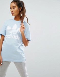 Голубая футболка бойфренда с логотипом adidas Originals - Синий