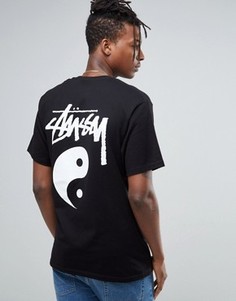 Футболка с принтом Инь-Ян на спине Stussy - Черный