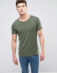 Футболка с необработанной горловиной United Colors of Benetton - Зеленый