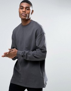 Длинный свободный свитшот с молниями по бокам ASOS - Черный