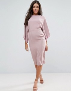 Платье миди с широкими рукавами ASOS - Розовый