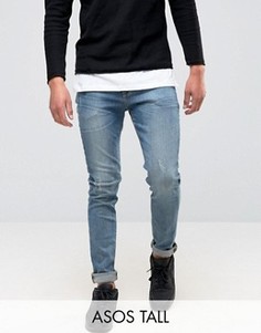Синие выбеленные джинсы скинни ASOS TALL - Синий