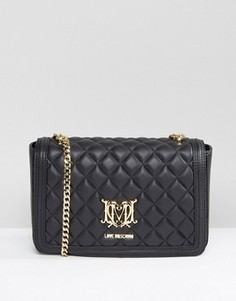 Стеганая сумка на плечо с ремешком‑цепочкой Love Moschino - Черный