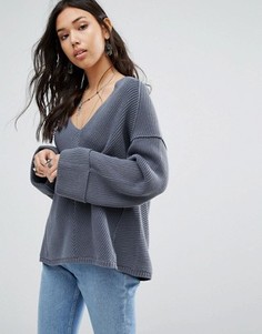 Джемпер с V-образным вырезом Free People La Brea Belle - Серый