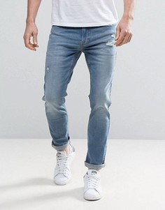 Выбеленные джинсы скинни с потертостями Hollister - Синий