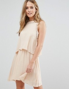 Двухслойное платье без рукавов Vila - Бежевый