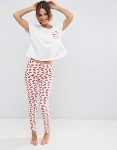 Пижамная футболка и леггинсы Kiss Me ASOS - Мульти