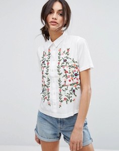 Рубашка с короткими рукавами с вышивкой Vero Moda - Белый