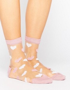 Прозрачные носки с сердечками ASOS Valentines - Розовый