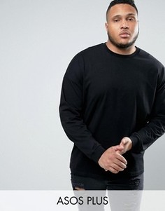 Черный oversize-лонгслив с манжетами ASOS PLUS - Черный
