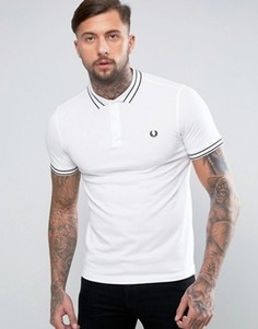 Белое узкое поло из пике с двойным кантом Fred Perry - Белый